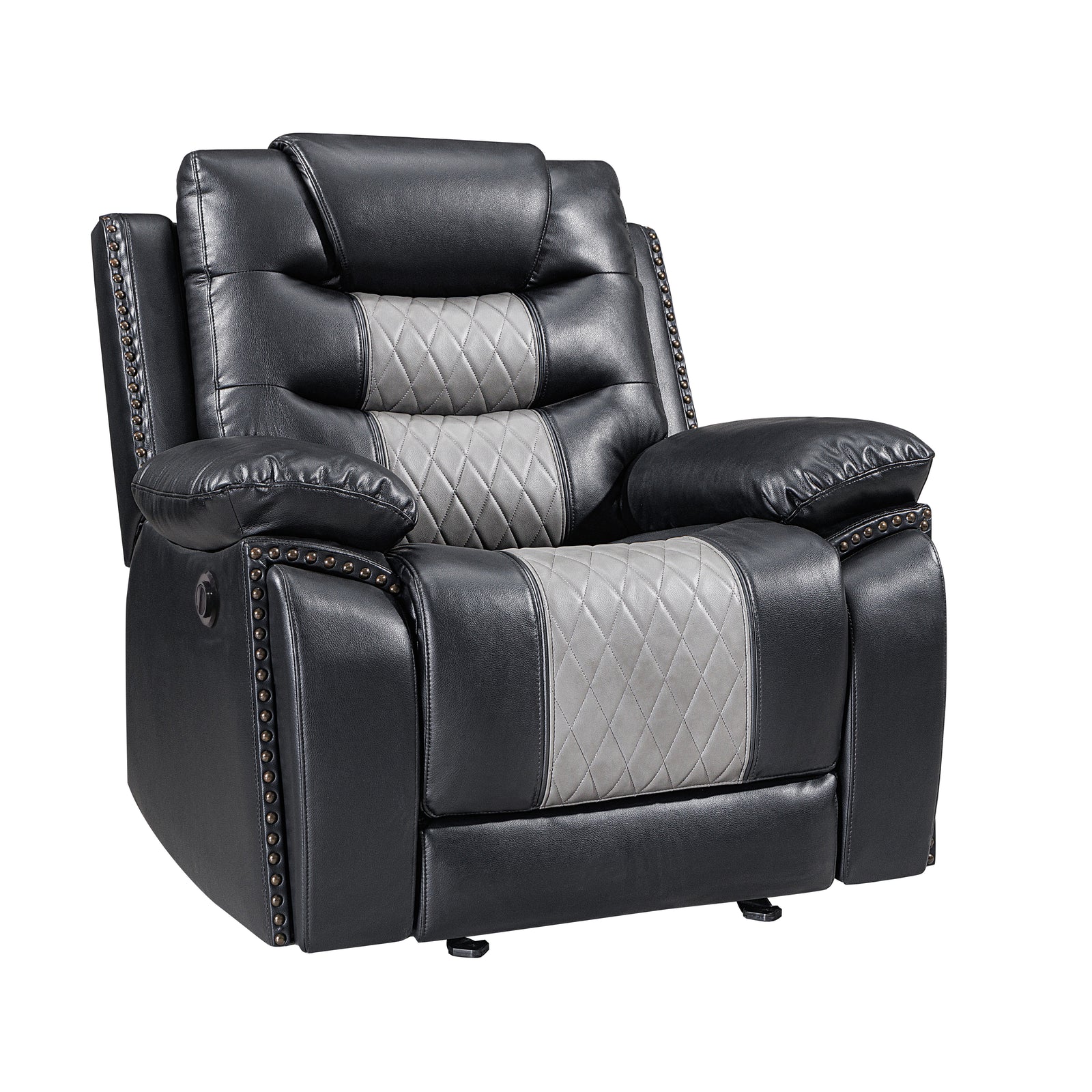 Nikko Glider Recliner W/pwr Fr-Black/gray
