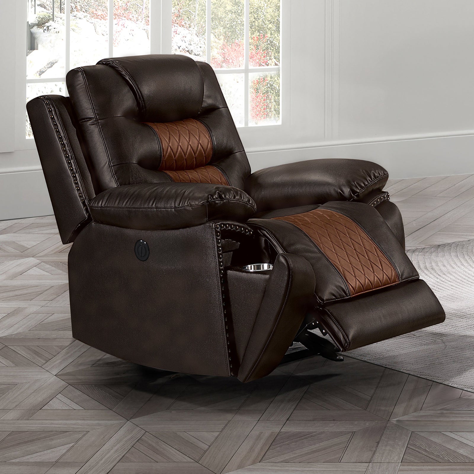 Nikko Glider Recliner W/pwr Fr-Brown