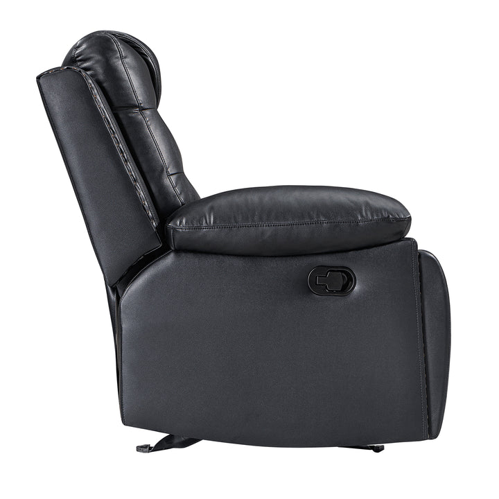 Nikko Console Loveseat W/ Dual Recliners-Black/gray