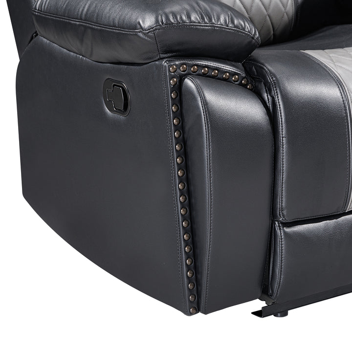 Nikko Console Loveseat W/ Dual Recliners-Black/gray