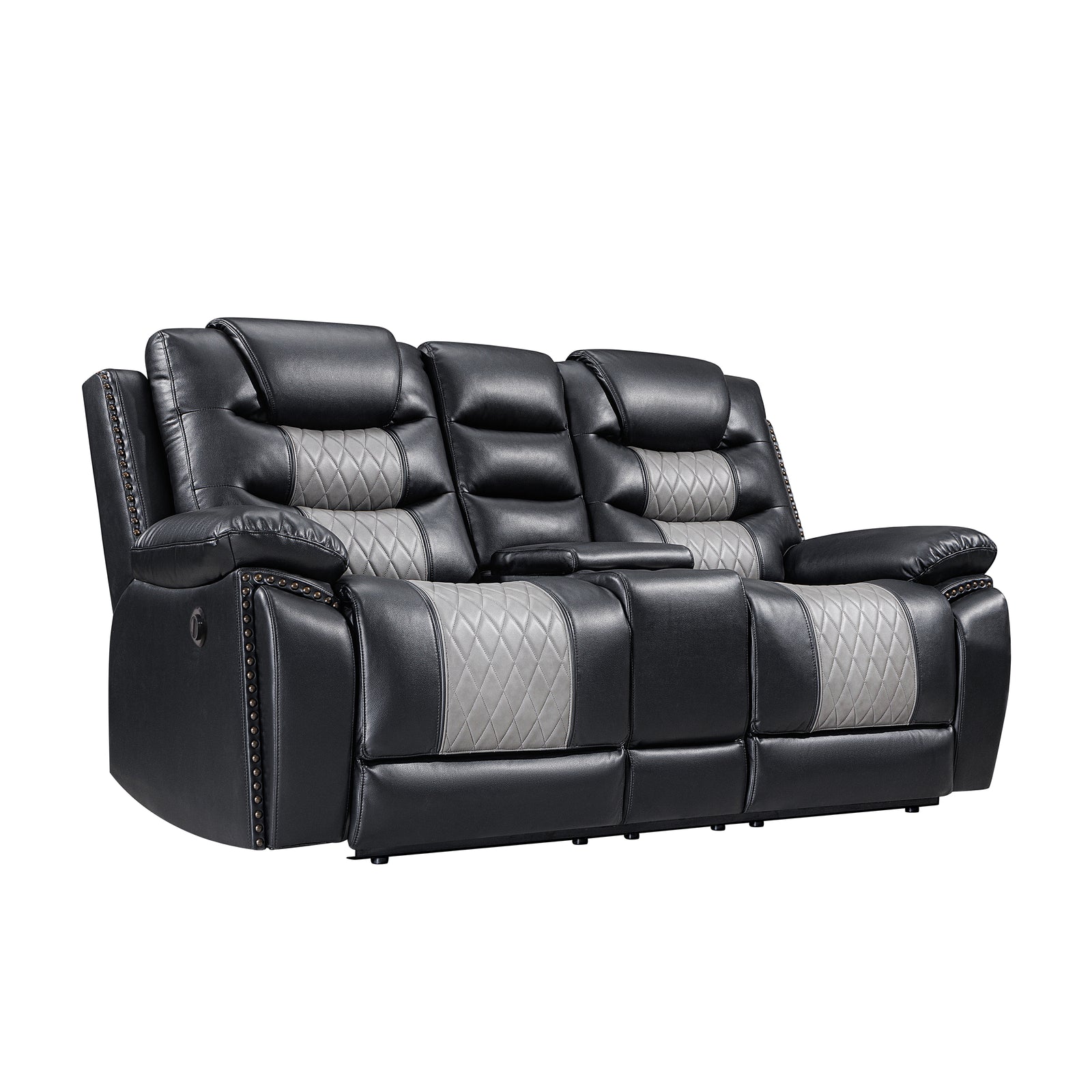 Nikko Console Loveseat W/pwr Fr-Black/gray