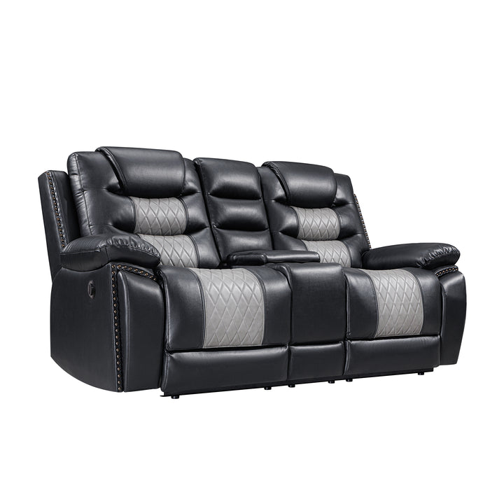 Nikko Console Loveseat W/pwr Fr-Black/gray