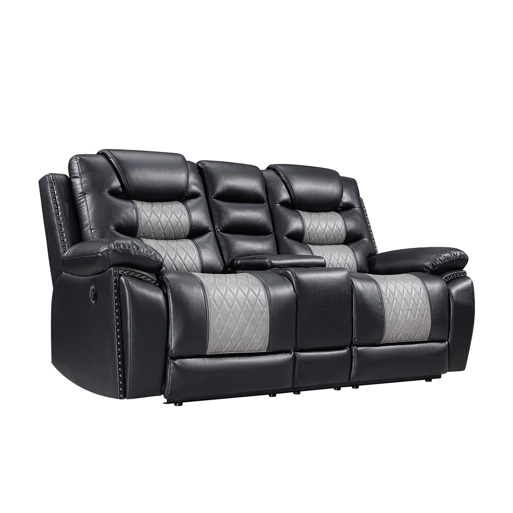 Nikko Console Loveseat W/pwr Fr-Black/gray