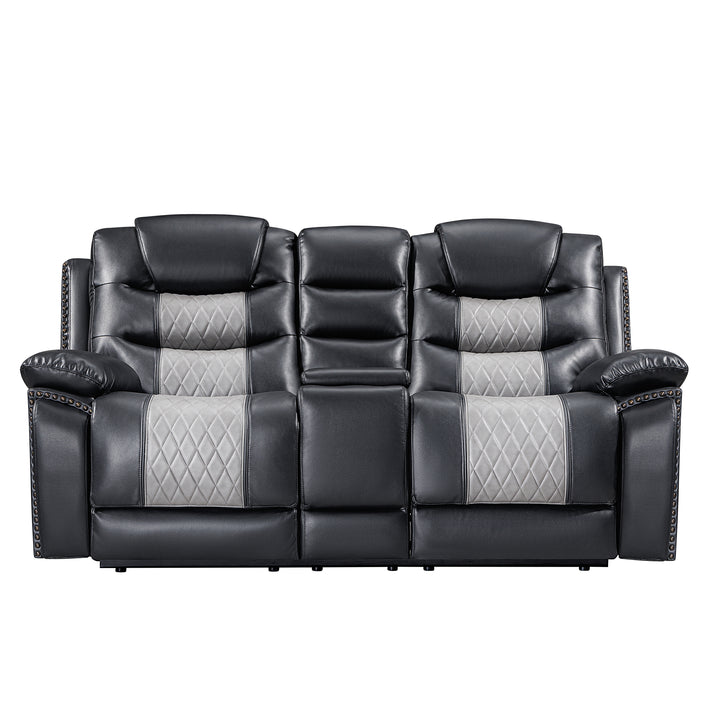 Nikko Console Loveseat W/pwr Fr-Black/gray