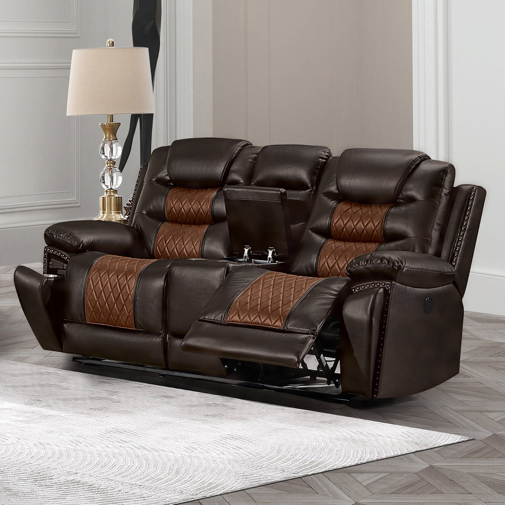Nikko Console Loveseat W/pwr Fr-Brown