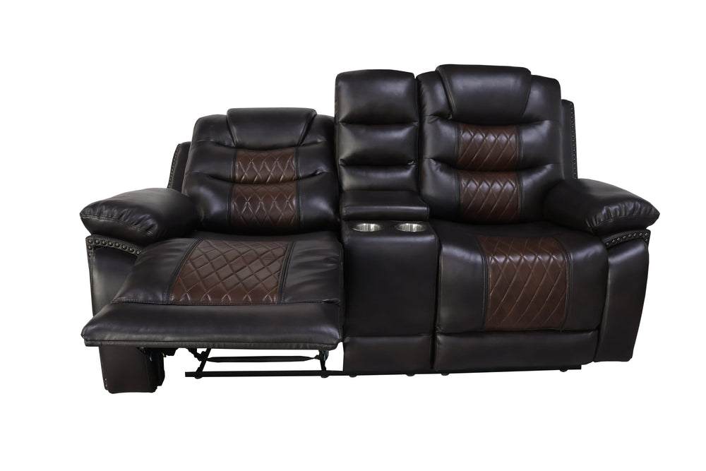 Nikko Console Loveseat W/pwr Fr-Brown