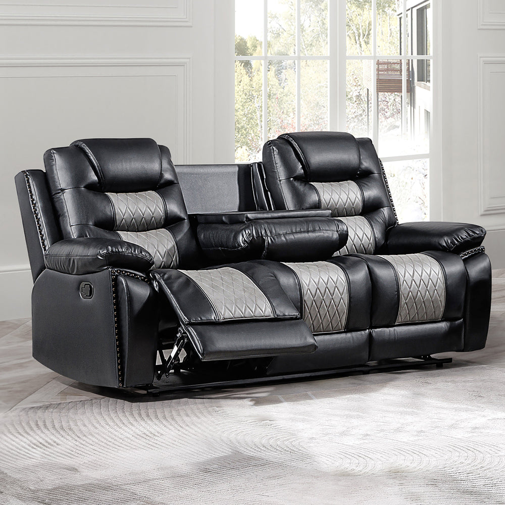 Nikko  Sofa W/dual Recliner-Black/gray