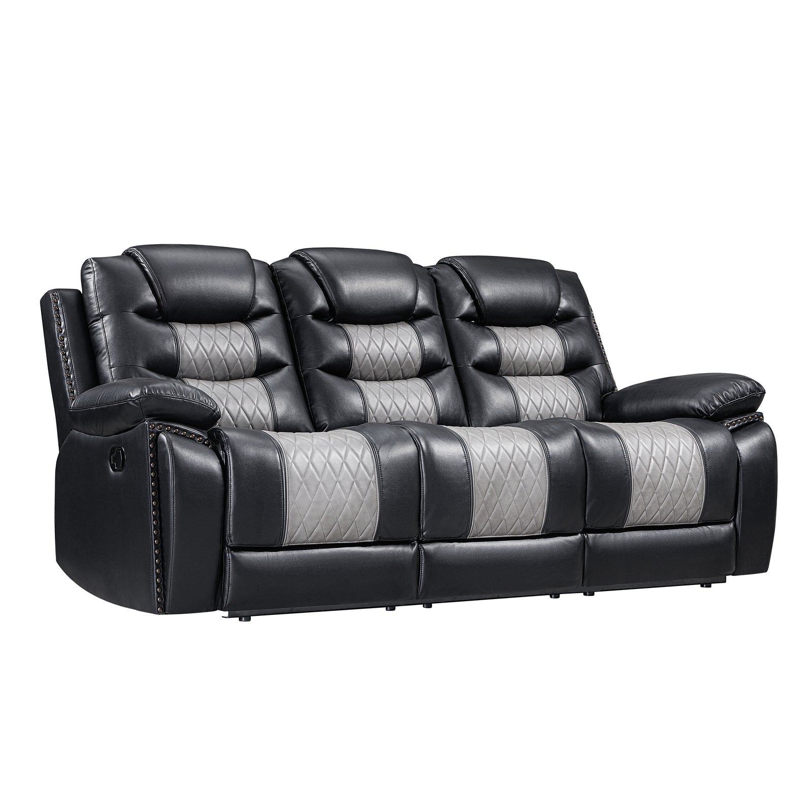 Nikko  Sofa W/dual Recliner-Black/gray