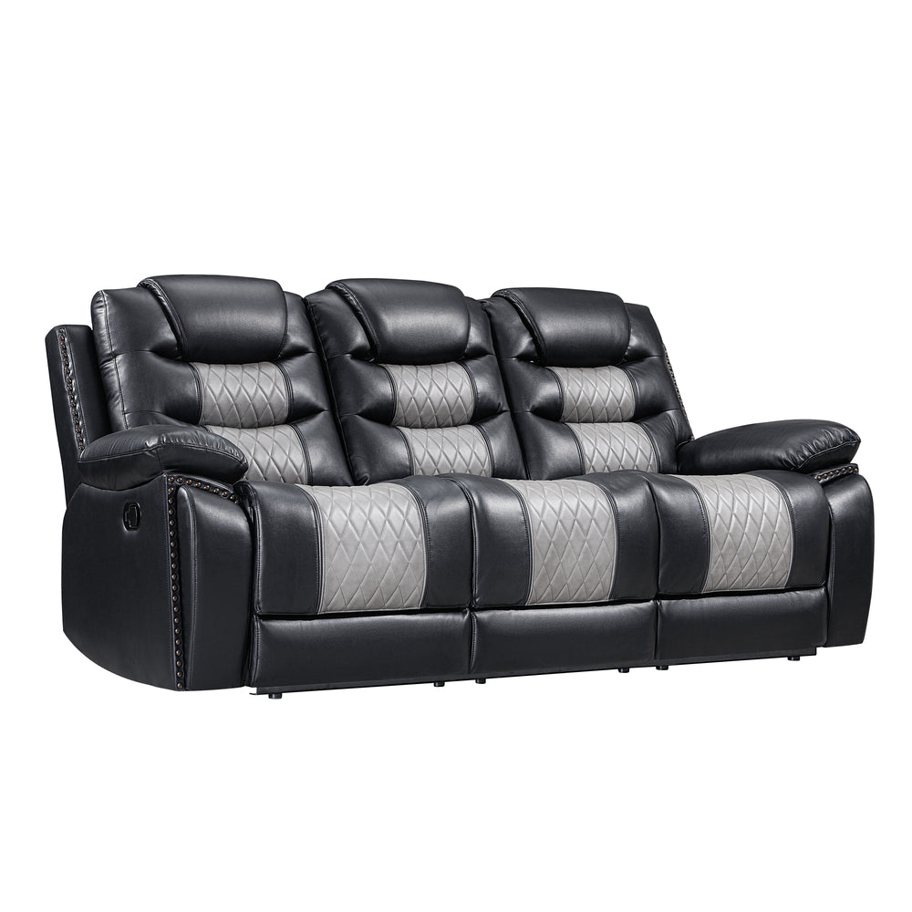 Nikko  Sofa W/dual Recliner-Black/gray