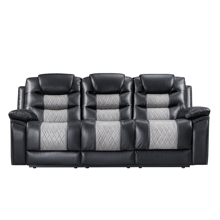 Nikko  Sofa W/dual Recliner-Black/gray