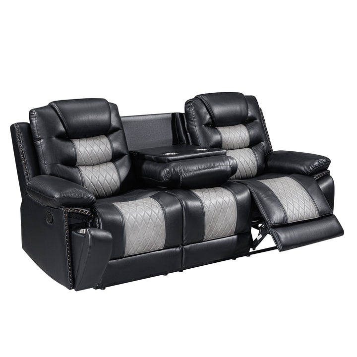 Nikko  Sofa W/dual Recliner-Black/gray
