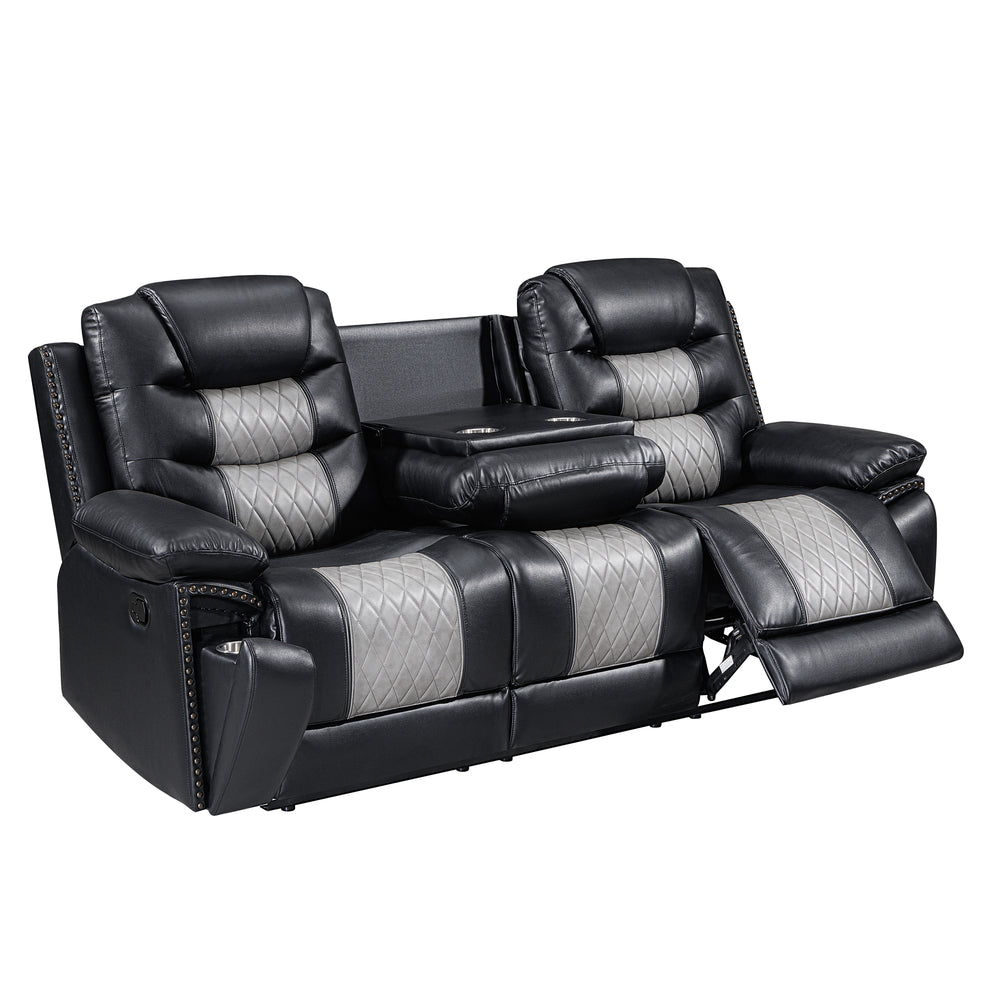Nikko  Sofa W/dual Recliner-Black/gray