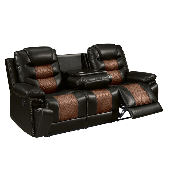 Nikko  Sofa W/dual Recliner-Brown