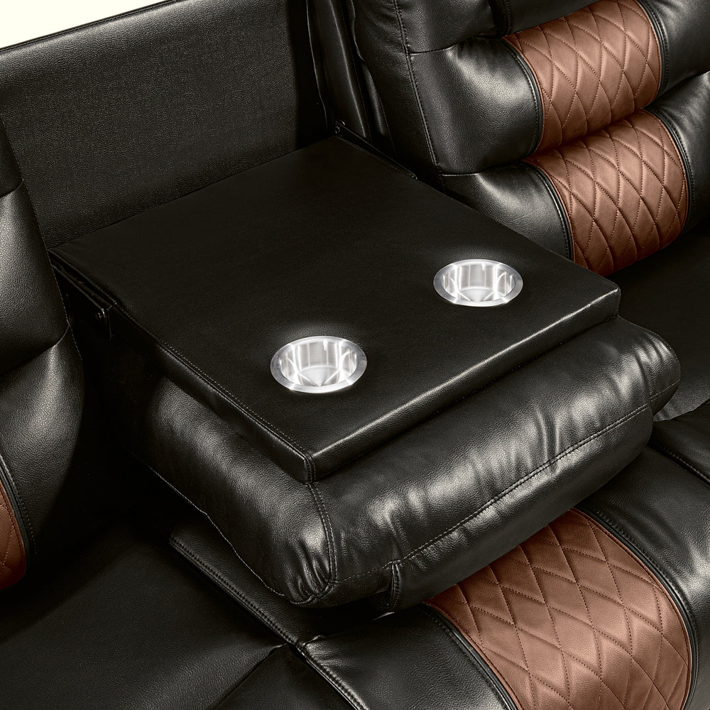 Nikko  Sofa W/dual Recliner-Brown