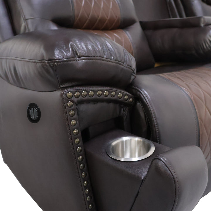 Nikko  Sofa W/pwr Fr-Brown