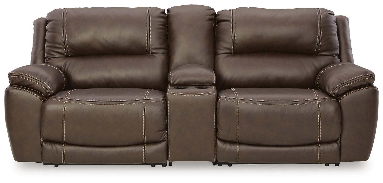 Dunleith 3-Piece Power Reclining Loveseat with Console - Dark Brown (1)