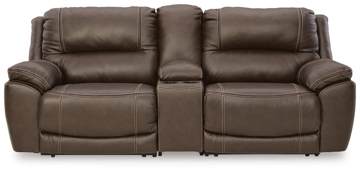 Dunleith 3-Piece Power Reclining Loveseat with Console - Dark Brown (1)