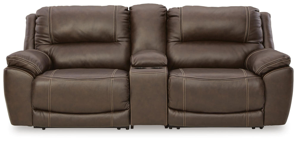 Dunleith 3-Piece Power Reclining Loveseat with Console - Dark Brown (1)