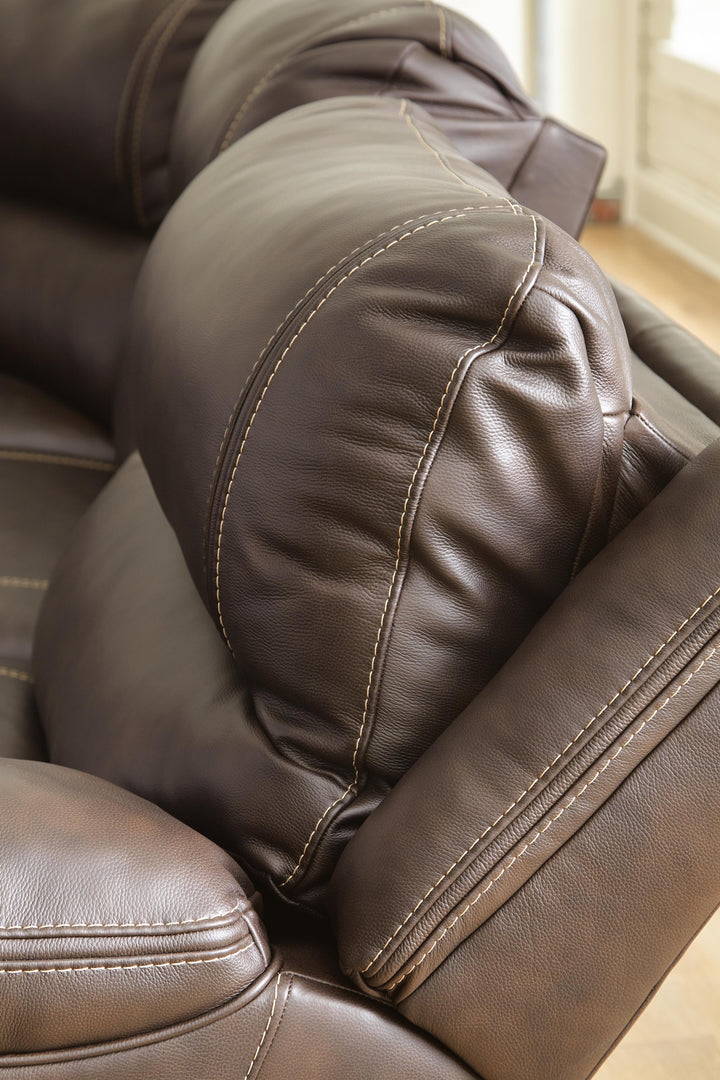 Dunleith 3-Piece Power Reclining Loveseat with Console - Dark Brown (3)