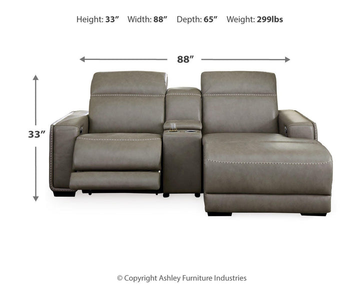 Correze 3-Piece Power Reclining Sectional with Chaise - Gray (6)