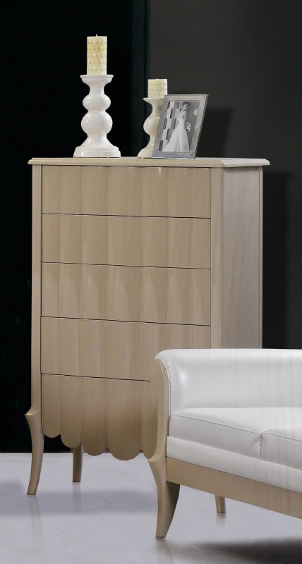 Waterfall Transitional Beige 5-Drawer Chest