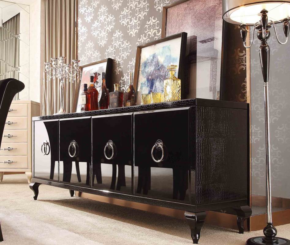 Bellagio Transitional Black Crocodile Lacquer Buffet - View 2