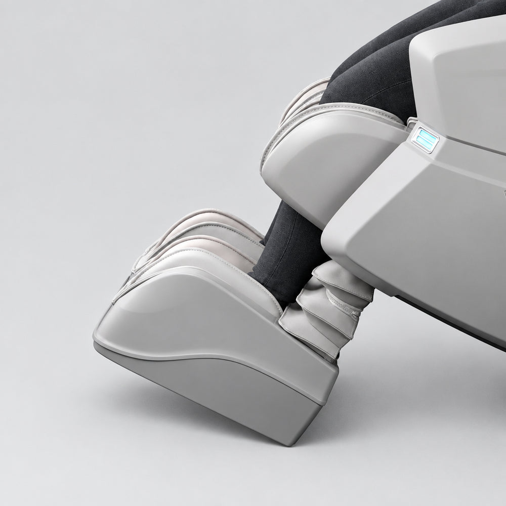 Advanced enclosed footrest module featuring specialized reflexology rollers