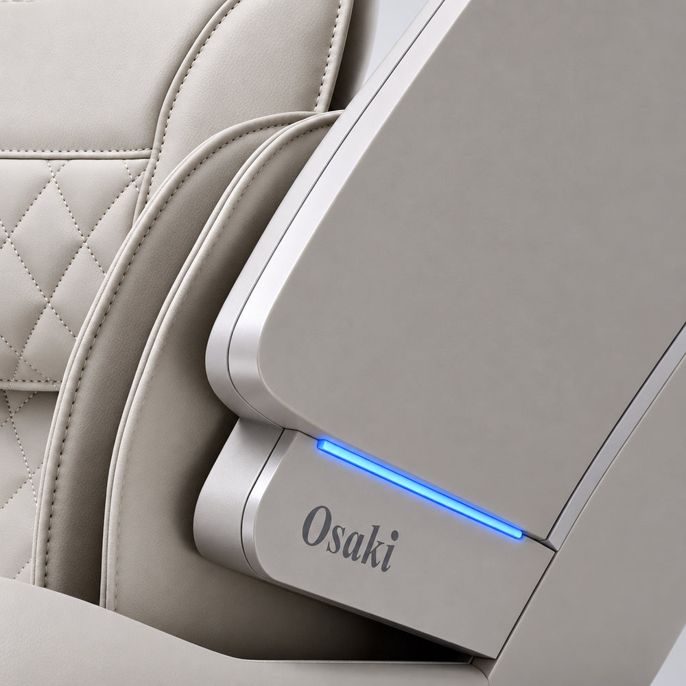 Luxury ambient LED side panel lighting on the outer frame of Osaki Ai Vito