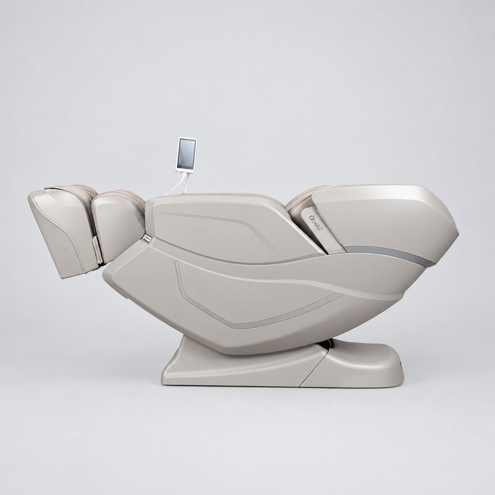 Osaki OS-3D Ai Vito massage chair locked in a deep stage two Zero Gravity flat sleep posture