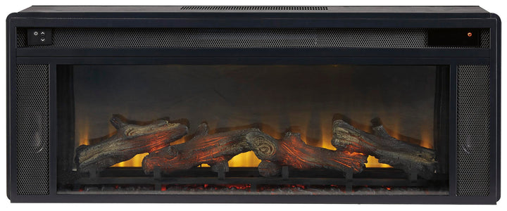 Ridgester 88" TV Stand with Electric Fireplace - Light Brown