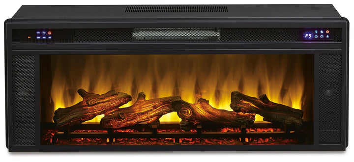 Ridgester 88" TV Stand with Electric Fireplace - Light Brown
