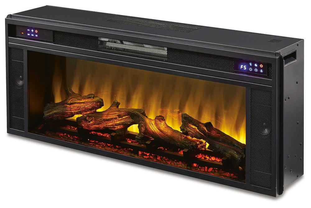 Ridgester 88" TV Stand with Electric Fireplace - Light Brown
