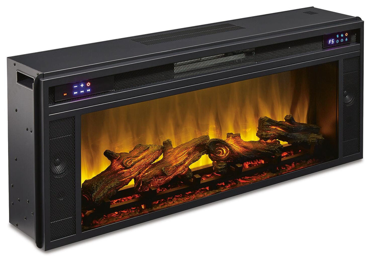 Ridgester 88" TV Stand with Electric Fireplace - Light Brown