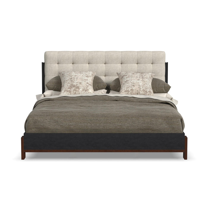 Waterfall Black Queen Upholstered Bed