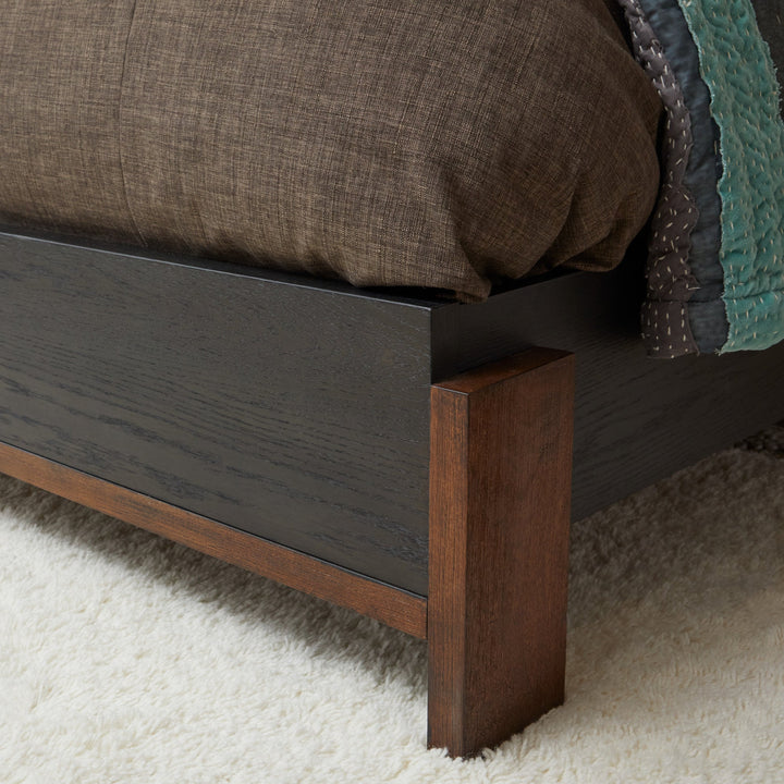 Waterfall Black Queen Upholstered Bed