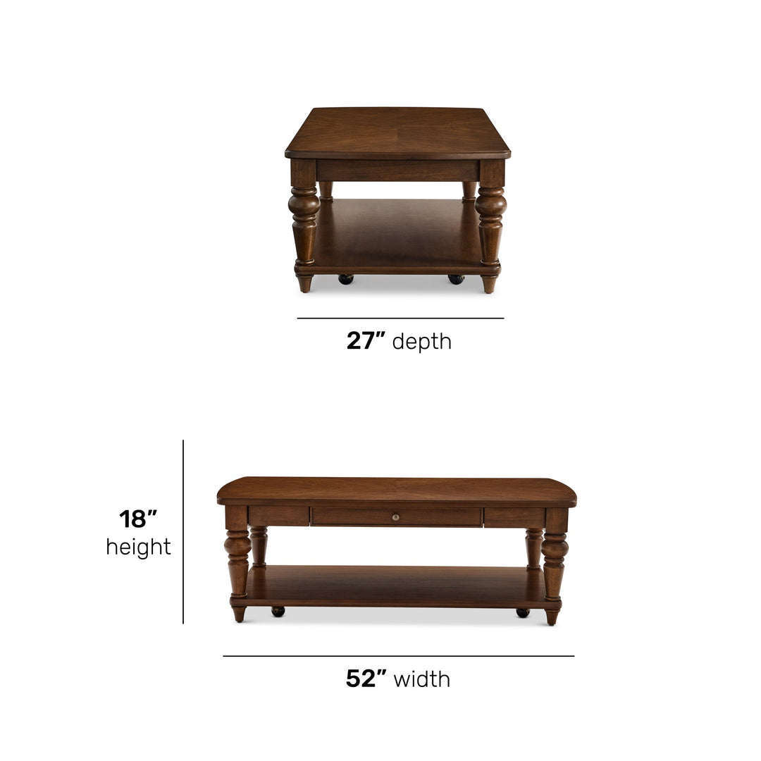 Bellevue Rectangular Coffee Table with Casters