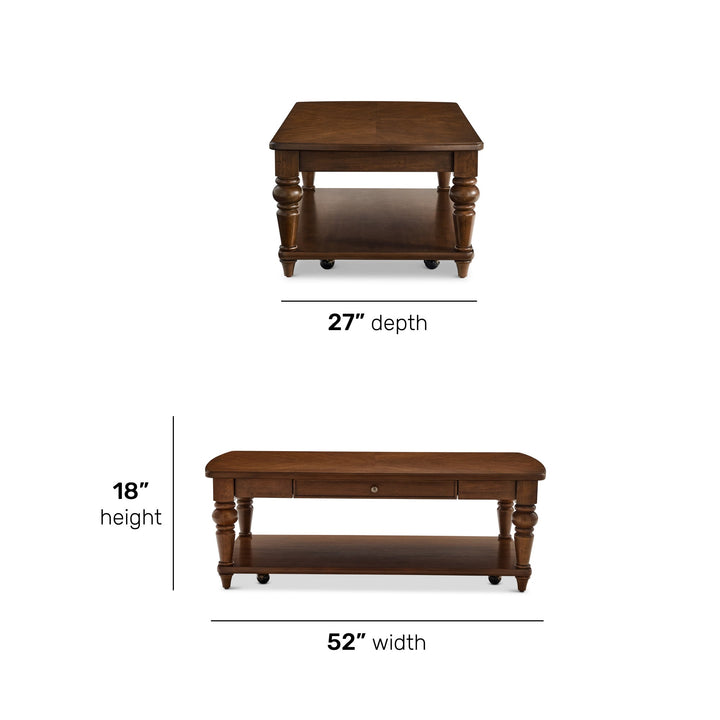 Bellevue Rectangular Coffee Table with Casters