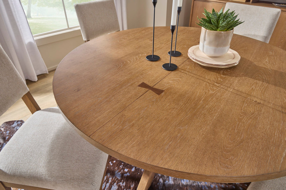 Millwork Brown Round Dining Table