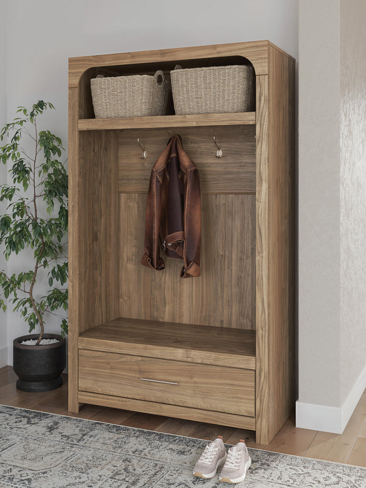 Dovander Hall Tree with Storage Bench - Brown (2)