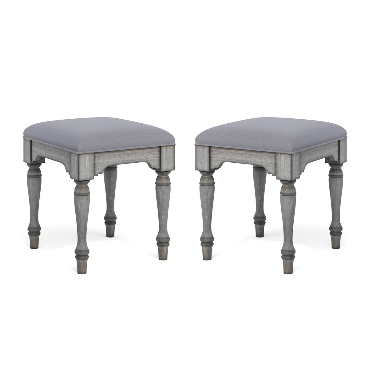 Plymouth Gray Pair of Ottomans