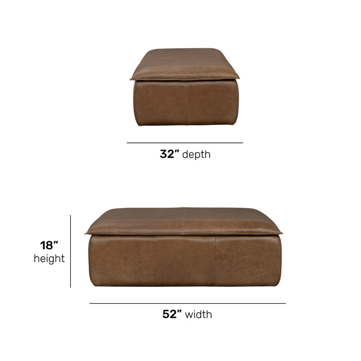 Crawford Rectangular Storage Ottoman Chestnut dimensions