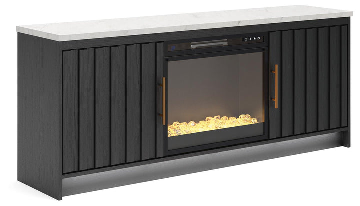 Cadmori 63" TV Stand with Electric Fireplace - Black/White (3)