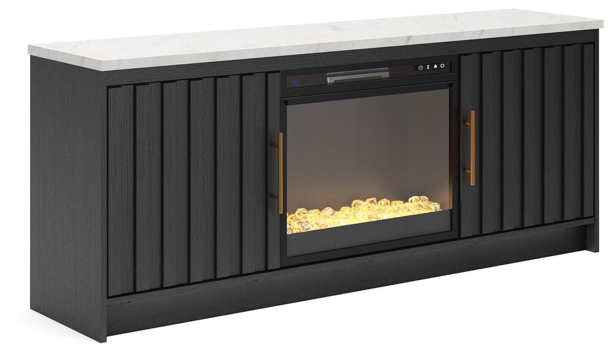 Cadmori 63" TV Stand with Electric Fireplace - Black/White (1)