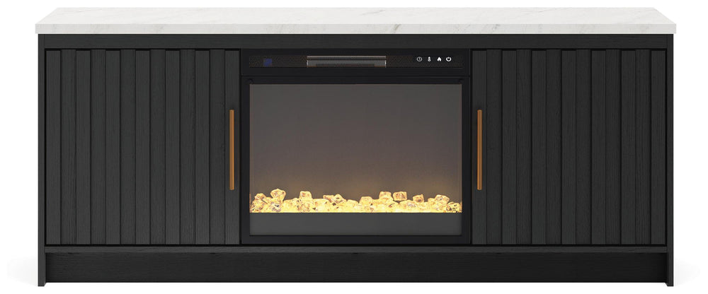 Cadmori 63" TV Stand with Electric Fireplace - Black/White (4)