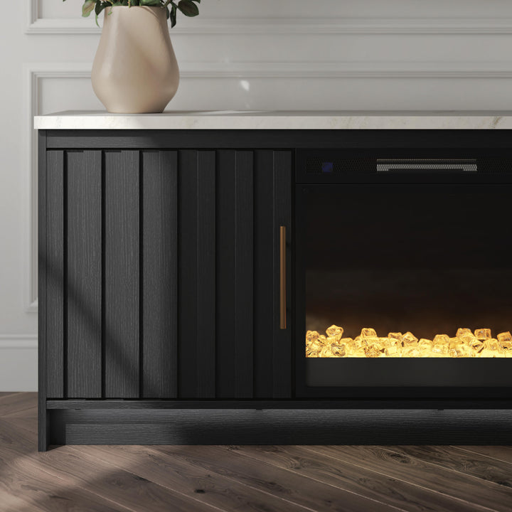 Cadmori 63" TV Stand with Electric Fireplace - Black/White (5)