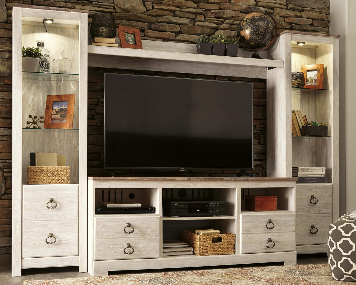 Willowton 4-Piece Entertainment Center - Whitewash (1)