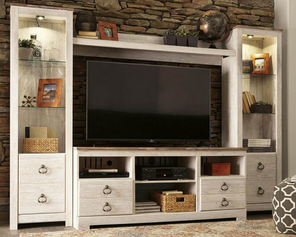 Willowton 4-Piece Entertainment Center - Whitewash (1)