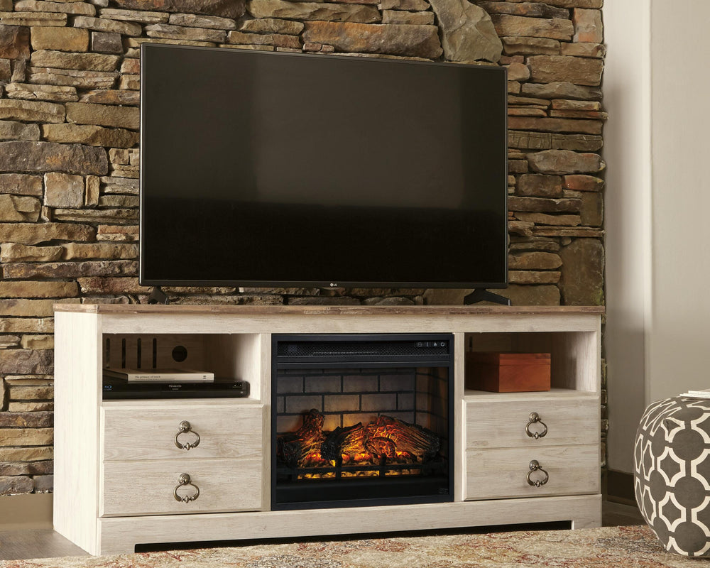 Willowton 64" TV Stand with Electric Fireplace - Whitewash (2)