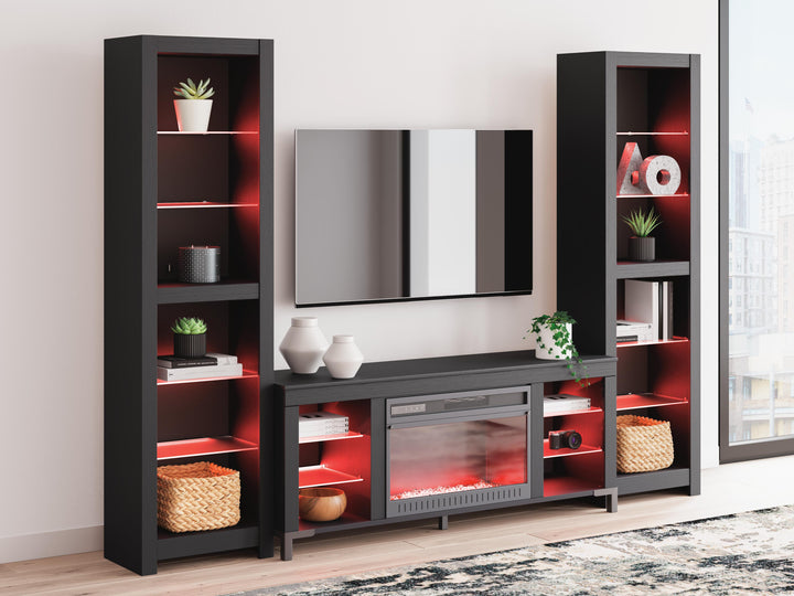 Cayberry 3-Piece Entertainment Center with Electric Fireplace - Black (9)