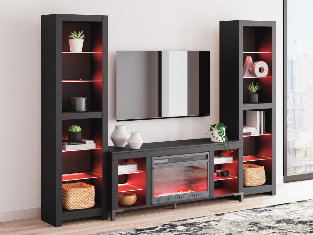 Cayberry 3-Piece Entertainment Center with Electric Fireplace - Black (9)